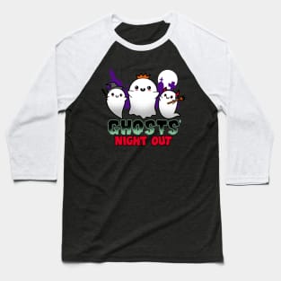 Funny Cute Kawaii Ghost Party Night Out Halloween Meme Baseball T-Shirt